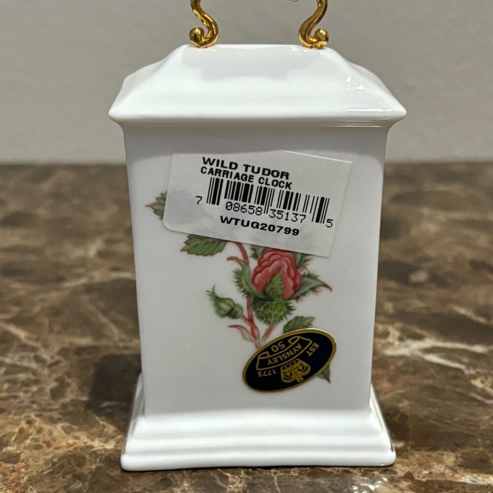 British- Made Aynsley Tudor floral fine bone china small ceramic clock - Picture 8 of 9